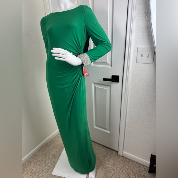 Marina Elegant Green Long Sleeve Dress Size 6. A43 - Picture 7 of 16